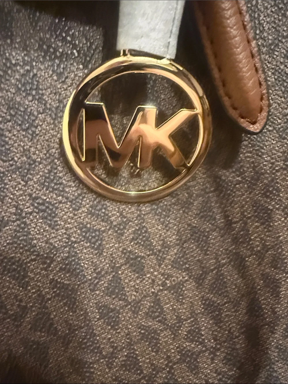 Michael Kors Brown Logo-Print Tote with Tan Trim - Picture 7 of 8